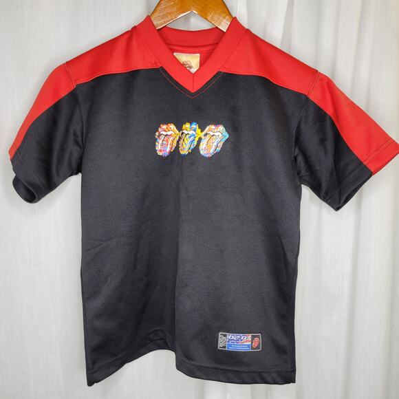 Rolling Stones 02-03 World Tour Black & Red Youth Mouth Logo Jersey, S - Picture 1 of 6
